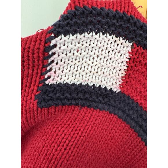 Tommy Hilfiger Hand 3D Chunky Knit Turtleneck Sweater Large Vintage 90s Big Logo - Picture 12 of 13